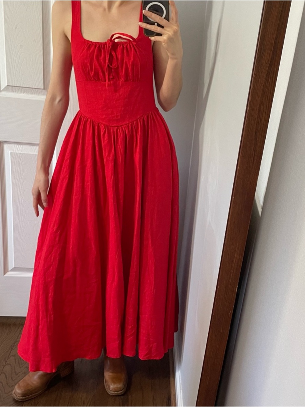 Avec Les Filles Drop Waist Midi Dress